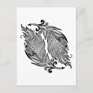 Carte Postale Croquis Inspiré Des Plumes