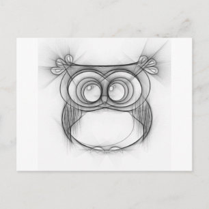 Carte Postale Croquis noir et blanc de hibou