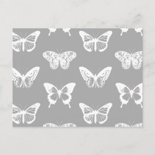 Carte Postale Croquis papillon, gris argenté et blanc