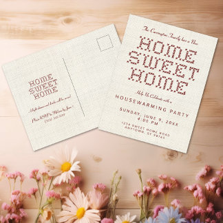 Carte Postale Cross-Stitch Home Sweet Home Chauffage domestique 