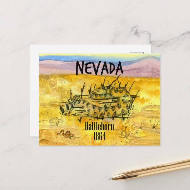 Carte Postale Crotlesnake Nevada Battleborn 1864 Desert Hills (Devant/Arrière en situation)