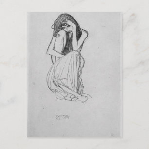 Carte Postale Crouching du front par Gustav Klimt