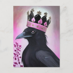 Carte Postale Crow dans une couronne rose