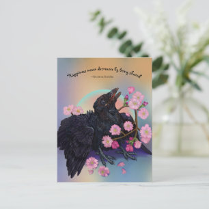 Carte Postale Crow naissant avec fleurs de pomme