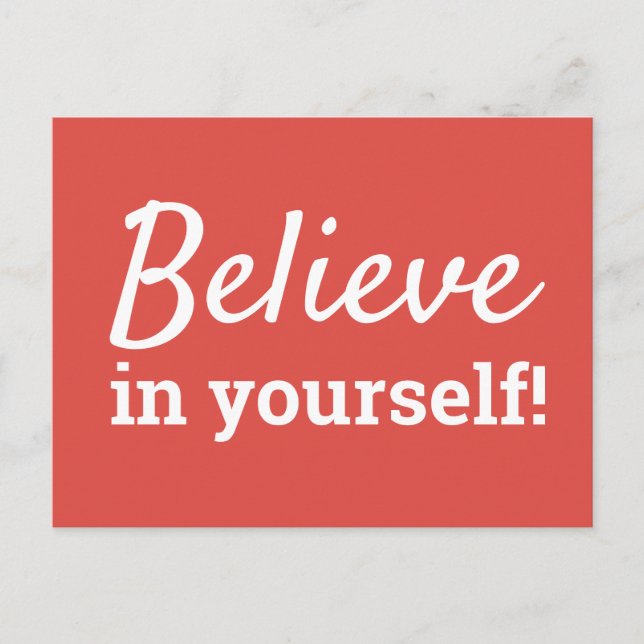 Carte Postale Croyance en vous-même Citation Inspirante Rouge Bl (Devant)