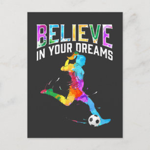 Carte Postale Croyez en vos rêves Football Girls Colorful