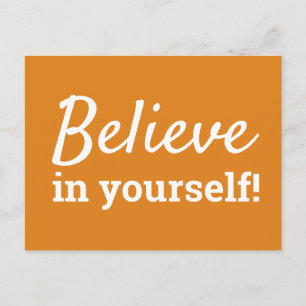 Carte Postale Croyez en votre inspiration Citation Orange Blanc