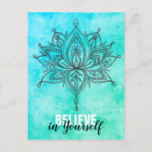 Carte Postale Croyez En Vous Lotus Mandala Turquoise