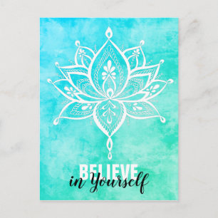 Carte Postale Croyez En Vous Lotus Mandala Turquoise