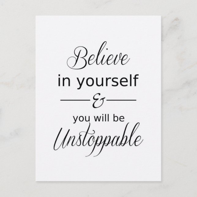 Carte Postale Croyez en vous-même Inspirational Quote Postcard (Devant)