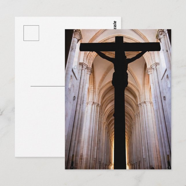Carte Postale Crucifix avec Jésus-Christ. Abbaye gothique d'Alco (Devant / Derrière)