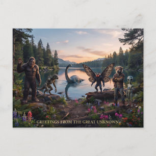 Carte Postale Cryptides Bigfoot, Chupa, Mothman, Dogman Loch