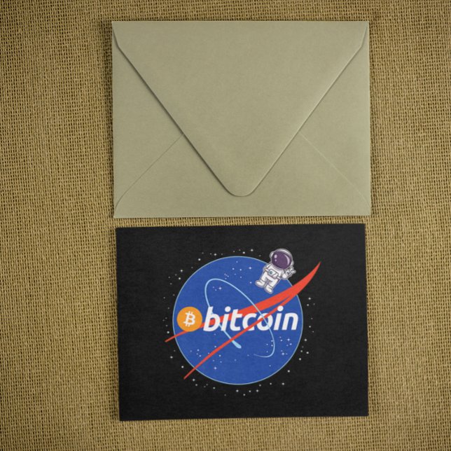 Carte Postale Crypto spatial astronaute Bitcoin tendance (Trendy Bitcoin Astronaut Space Crypto Postcard)