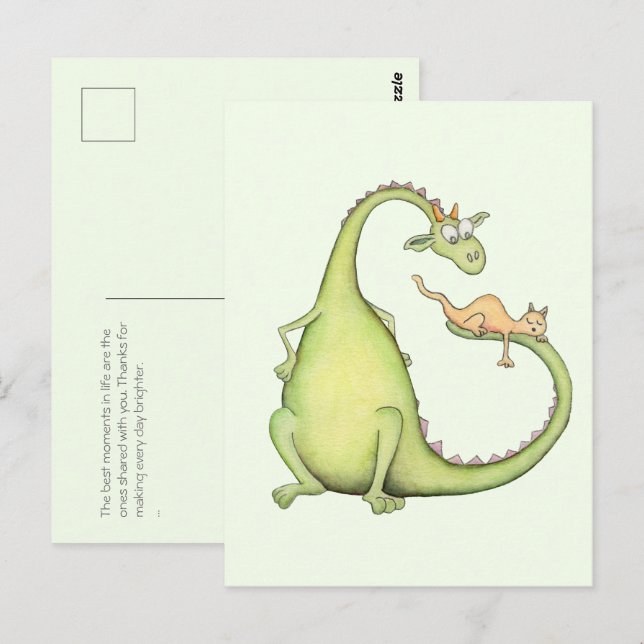 Carte Postale Cuando un dragón encuentra un gato en su cola (Devant / Derrière)