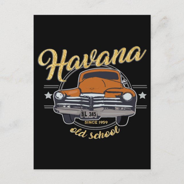 Carte Postale Cuba Havane Ancienne voiture cubaine Plage caribée (Devant)