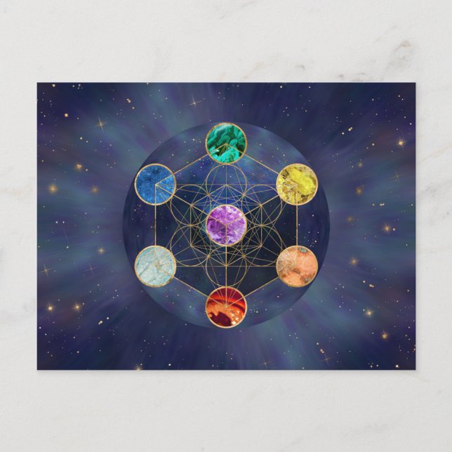 Carte Postale Cube de Metatron Chakras Géométrie sacrée (Devant)