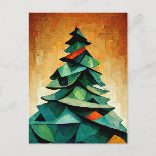 Carte Postale Cubisme, sapin de Noël à Noël. Peint.