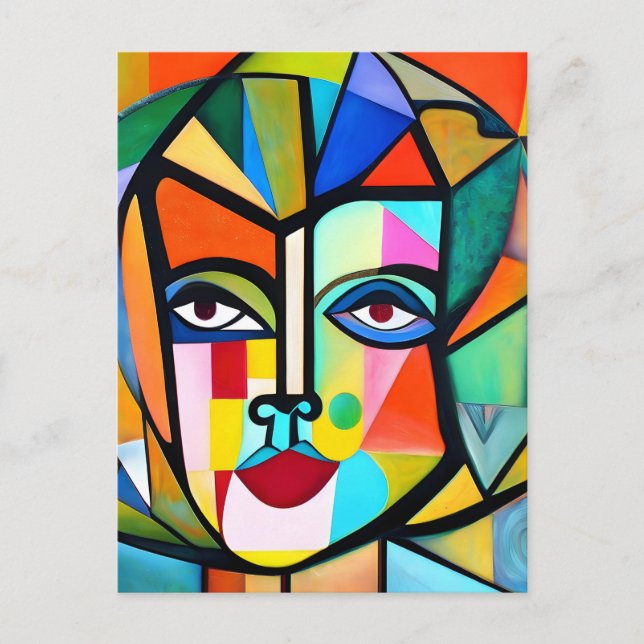 Carte Postale Cubisme Visage Abstrait (Devant)