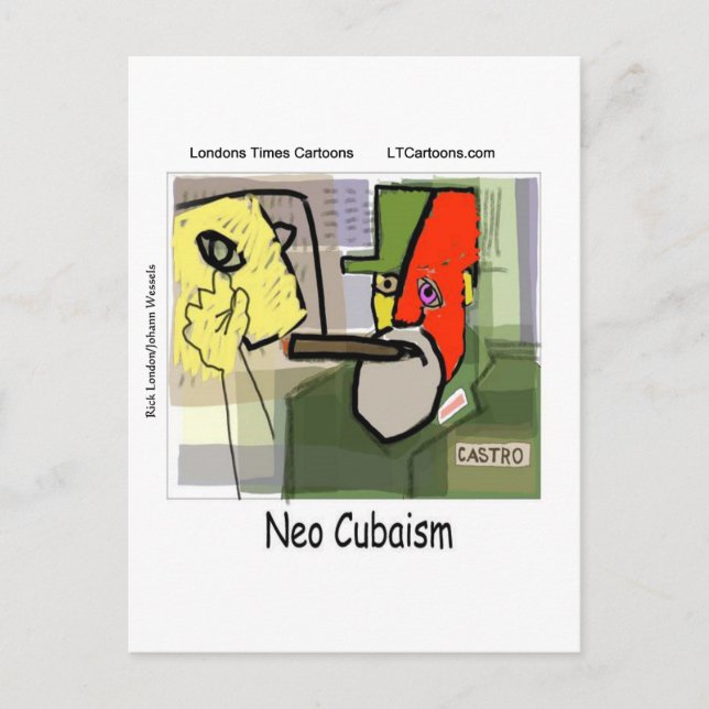 Carte Postale Cubiste Castro NeoCubaism drôle (Devant)