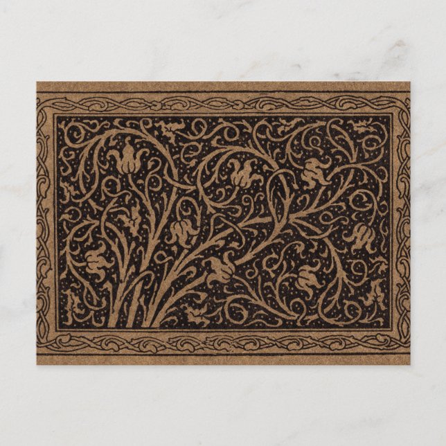 Carte Postale Cuir à outils Brown Art Nouveau Floral (Devant)