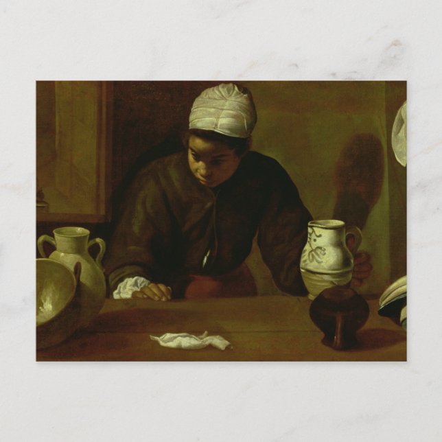 Carte Postale Cuisine domestique avec la soupe à Emmaus, c.1618 (Devant)