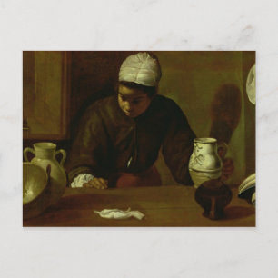 Carte Postale Cuisine domestique avec la soupe à Emmaus, c.1618