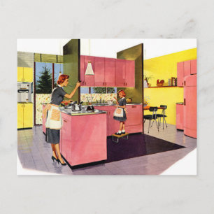Carte Postale Cuisine futuriste rose Cinquante