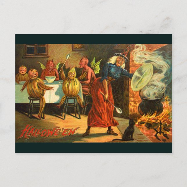 Carte Postale Cuisine Halloween Witch (Devant)