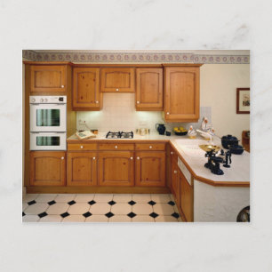 Carte Postale Cuisine intérieure avec petit-déjeuner bar et four