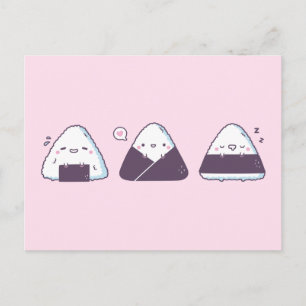 Carte Postale Cuisine japonaise Onigiri Rice Balls Drôle
