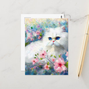 Carte Postale Cuisine Perse blanche Cuisine Bleu Yeux en Fleurs 