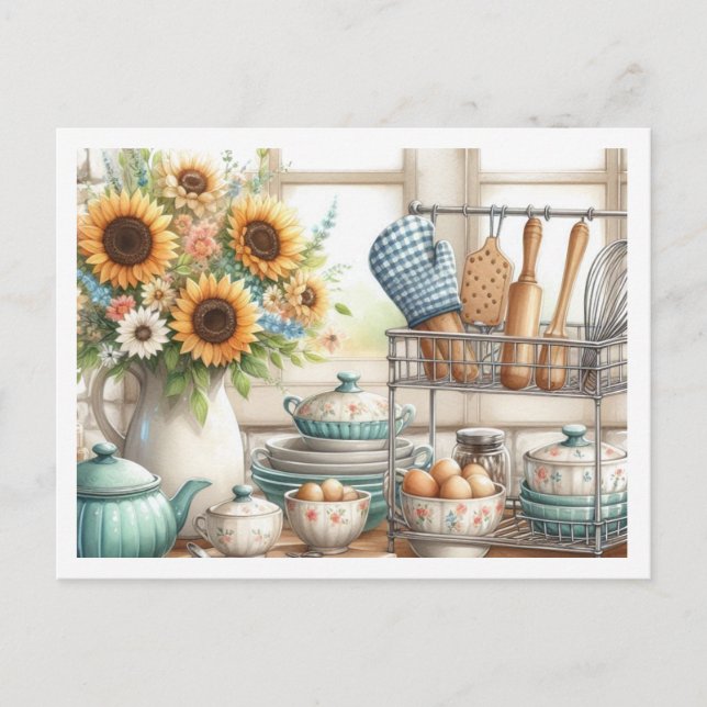 Carte Postale Cuisine Plats Boulangerie Rack Blue Teot (Devant)