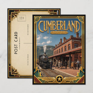 Carte Postale Cumberland Maryland Art Déco vintage de l'âge d'or