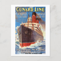 CUNARD OCEAN LINER HAMBURG NEW YORK POSTER POSTCAR