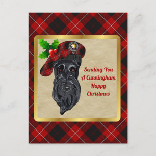 Carte Postale Cunningham Clan Badge & Tartan Christmas Postcard