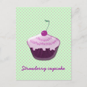 Carte Postale cupcake à la fraise