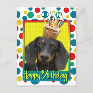 Carte Postale Cupcake anniversaire - Dachshund - Winston