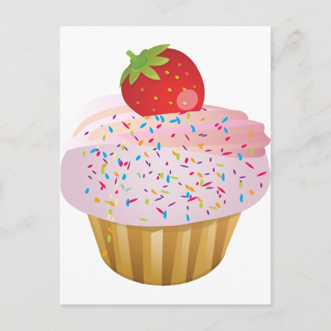 Carte Postale Cupcake aux fraises (Devant)