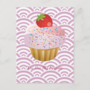 Carte Postale Cupcake aux fraises