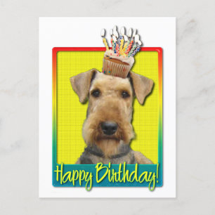 Carte Postale Cupcake d'anniversaire - Airedale