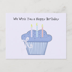 Carte Postale Cupcake d'anniversaire bleu