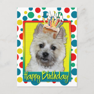 Carte Postale Cupcake d'anniversaire - Cairn Terrier - Teddy Bea