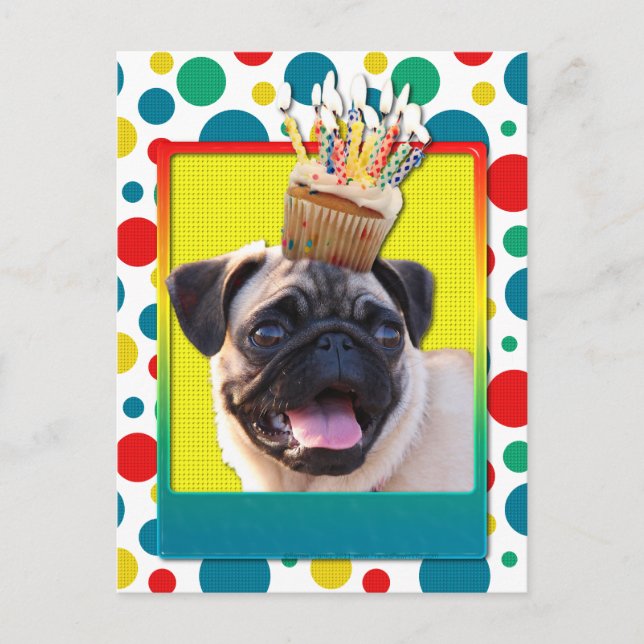 Carte Postale Cupcake d'anniversaire - Carlin (Devant)