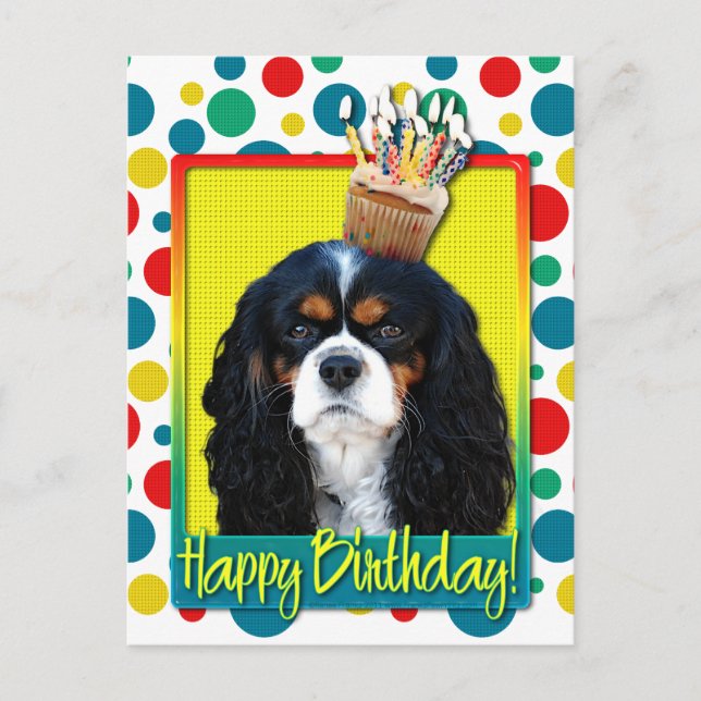 Carte Postale Cupcake d'anniversaire - Cavalier - Tri-Color (Devant)