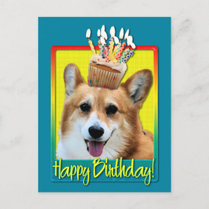 Carte Postale Cupcake d'anniversaire - Corgi - Owen