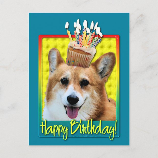 Carte Postale Cupcake d'anniversaire - Corgi - Owen (Devant)