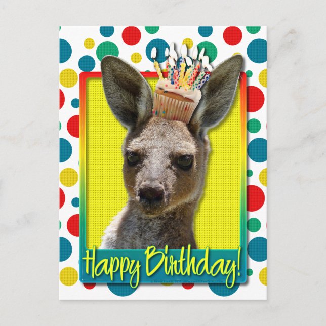 Carte Postale Cupcake d'anniversaire - Kangaroo (Devant)