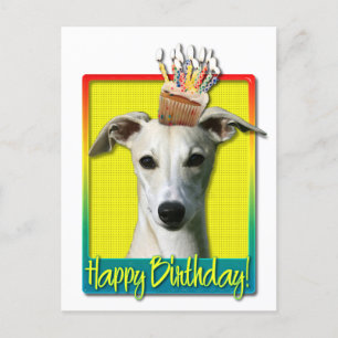 Carte Postale Cupcake d'anniversaire - Whippet