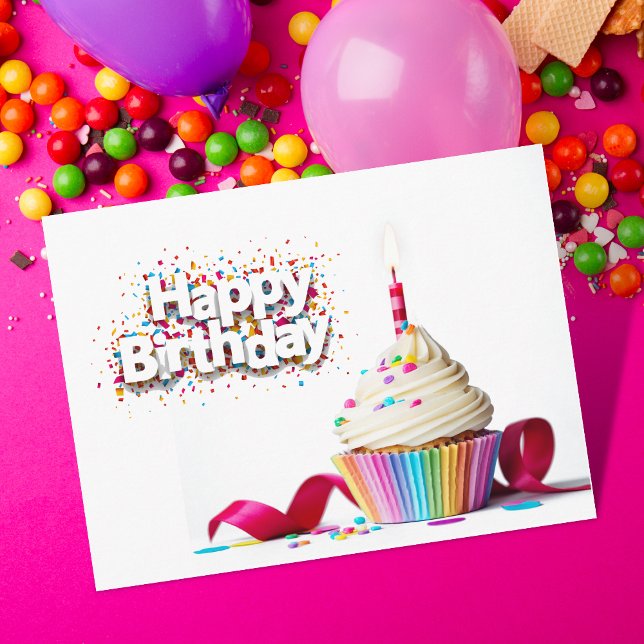 Carte Postale Cupcake de Joyeux Anniversaire (Créateur téléchargé)