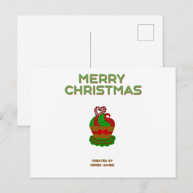 Carte postale Cupcake de Noël (Devant / Derrière)